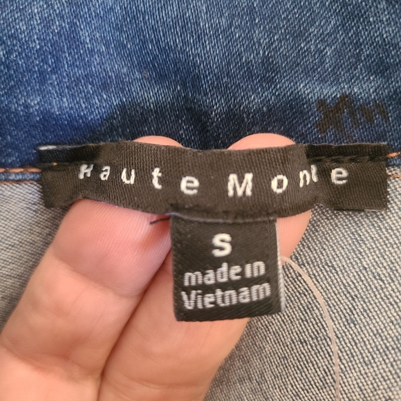 NEW zip front stretch denim mini dress size S - Picture 6 of 8